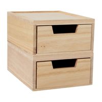 Martha Stewart - Weston Set of 2 Paulownia Wood Storage Boxes with Pullout Drawers in Light Natur... - Large Front
