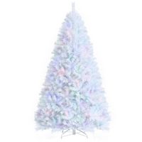 Costway - 8ft Iridescent Tinsel Artificial Christmas Tree with 1636 Branch Tips - White - Large Front