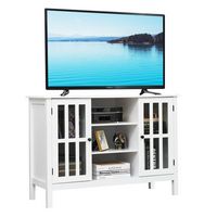 Costway - Wood TV Stand Entertainment Media Center Console for TV up to 50'' - White - Large Front