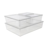 Martha Stewart - Brody Premium Clear Plastic Storage Bins with Lids-2-SM/1-MED/1-LG - Clear - Large Front