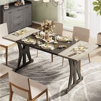 Bestier 71Inch Rectangular Dining Table for 6-8 People Wooden Kitchen Table with Metal Legs Compu... - Large Front