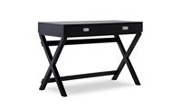 Linon Home Décor - Penrose Two-Drawer Campaign-Style Writing Desk - Black - Large Front