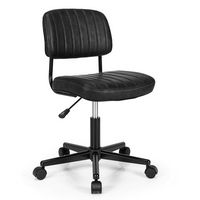 Costway - PU Leather Adjustable Swivel Office Chair with Backrest - Black - Large Front