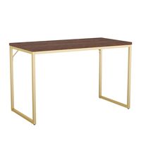 Martha Stewart - Noah Walnut Wood Grain Parsons Desk - Walnut Top/Polished Brass Frame - Large Front