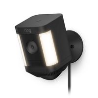 Ring - Spotlight Cam Plus Outdoor/Indoor 1080p Plug-In Surveillance Camera - Black - Large Front