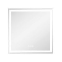 LOVMOR - 30 x 30 Inches Tempered Glass LED Bathroom Mirror with Anti-Fog & 3-Color Dimmable Light... - Large Front