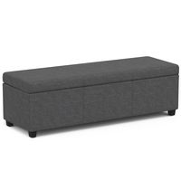 Simpli Home - Avalon Extra Large Storage Ottoman Bench - Slate Grey - Large Front