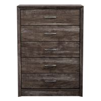 CorLiving - Newport 5 Drawer Tall Dresser - Brown Washed Oak - Large Front