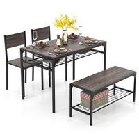 Costway 4 PCS Dinette Set for Small Place Breakfast Nook Modern Dining Table with 2 Chairs Grey -... - Large Front