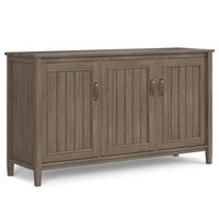 Simpli Home - Lev Wide Storage Cabinet - Smoky Brown - Large Front