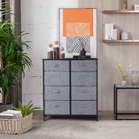 Bestier - Steel Frame Wood Top with 8 Drawer Fabric Storage Dresser for Bedroom Grey - Gray - Large Front