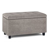 Simpli Home - Cosmopolitan Storage Ottoman - Distressed Grey Taupe - Large Front