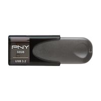 PNY - Elite Turbo Attache 4 32GB USB 3.2 Flash Drive - Black - Large Front