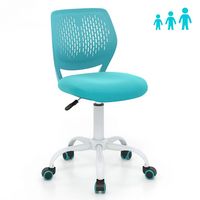 Costway Kids Desk Chair Ergonomic Swivel Children Mesh Study Height Adjustable - Turquoise - Large Front