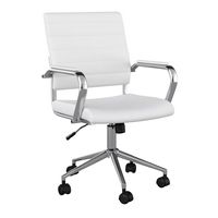Martha Stewart - Piper Ribbed Faux Leather Office Chair - White Faux Leather/Polished Nickel - Large Front