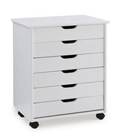 Linon Home Décor - Monte Wide Six-Drawer Rolling Storage Cart - Whitewash - Large Front