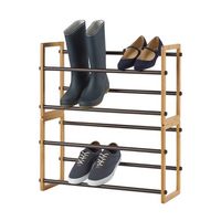 TRINITY - BASICS | 2-Tier Expandable Shoe Rack | 2-Pack | Bamboo - Natural - Large Front