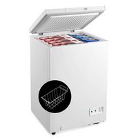 Costway 3.5 Cubic Feet Chest Freezer w/Removable Storage Basket Deep Freezer - White - Large Front