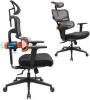 Newtral - Ergonomic High Back Mesh Office Chair with Headrest - Black - Large Front