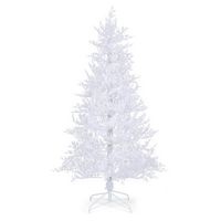 Costway - 6 FT Pre-Lit Christmas Tree Snow Flocked Hinged 11 Lighting Modes with 300 Lights - White - Large Front