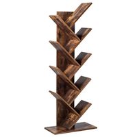 Costway Tree Bookshelf 8-Tier Bookcase Free Standing Book Rack Display Stand - Brown - Large Front