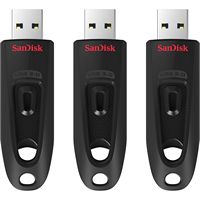 SanDisk - Ultra 32GB USB 3.0 Flash Drive with Hardware Encryption (3-Pack) - Black - Large Front