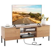 Costway 2-Door TV Stand with Charging Station Media Entertainment Center for TVs up to 65