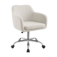 Linon Home Décor - Carvel Plush Faux Sherpa Height-Adjustable Office Chair - Off-White - Large Front