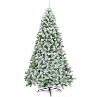 Costway - 7.5FT Snow Flocked Artificial Christmas Tree Hinged w/1346 Tip and Foldable Base - Gree... - Large Front