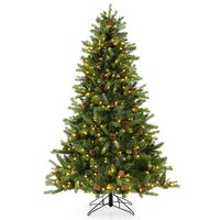 Costway - 6 FT Pre-Lit Christmas Tree 3-Minute Quick Shape with Quick Power Connector Timer - Green - Large Front