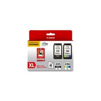 Canon - CL-245 XL/CL-246XL 2 Pack High-Yield Ink Cartridges + Photo Paper - Black/Multi - Large Front