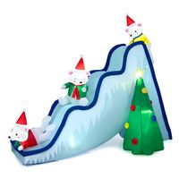 Costway - 7.5FTInflatable Polar Bear Slide Scene Decoration, Blowup Christmas Decoration - Multic... - Large Front