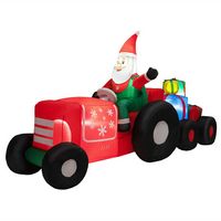 Costway - 9 FT Long Christmas Inflatable Santa Claus Driving Tractor with Gifts Decoration - Mult... - Large Front