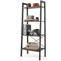 Costway - 4-Tier Bookshelf Industrial Display Storage Shelf Plant Flower Stand Metal Frame Gray -... - Large Front