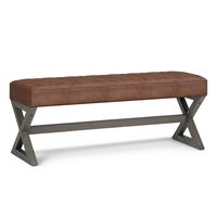 Simpli Home - Salinger Large Ottoman Bench - Distressed Saddle Brown - Large Front