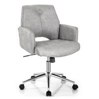 Costway - Leisure Hollow Mid-Back Adjustable Task Chair with Armrests - Grey - Large Front