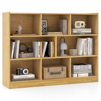 Costway - 3-tier Open Bookcase 8-Cube Bookshelf Storage Display Cabinet French Oak - Yellow - Large Front