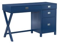Linon Home Décor - Penrose Four-Drawer Side Storage Desk - Navy Paint / Silver Hardware - Large Front