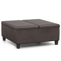 Simpli Home - Ellis Coffee Table Storage Ottoman - Distressed Brown - Large Front