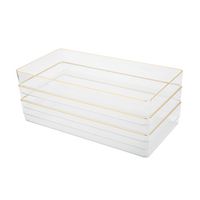 Martha Stewart - Kerry Set of 3 Plastic Stacking Desk Drawer Organizers with Gold Trim - 12 x 6 -... - Large Front