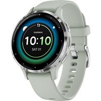 Garmin - Venu 3S GPS Smartwatch 41 mm Fiber-reinforced polymer - Stainless Steel and Sage Gray - Large Front
