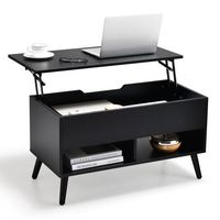 Costway 31.5''  Lift Top CoffeeTable ModernTable W/ Hidden Compartment&Wood Legs For Home - Black - Large Front