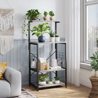 Bestier - Kitchen Baker's Rack with Storage Shelves and USB Outlets - Wash White - Large Front