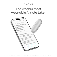 PLAUD - NotePin S Smart AI Voice/Audio Recorder - Silver - Large Front