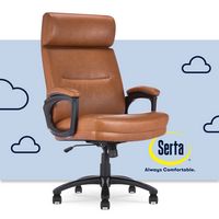 Serta - Comfort Big and Tall Modern Bonded Leather Executive Office Chair - Cognac - Large Front