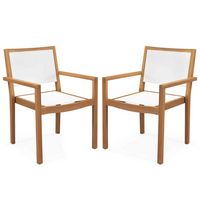 Costway Stackable Dining Chair Set of 2 with Wear-resistant Fabric & Breathable Backrest - White ... - Large Front