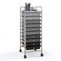 Costway - 10 Drawer Rolling Storage Cart Scrapbook Paper Office School Organizer - Gradient Black - Large Front
