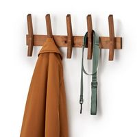 TRINITY - DRAKESTONE | Mid-Century Coat Rack w/ 5 Wooden Hooks | - Walnut - Large Front