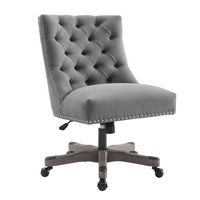 Linon Home Décor - Ellas Plush Button-Tufted Office Chair With LiveSmart Performance Fabric - Sla... - Large Front
