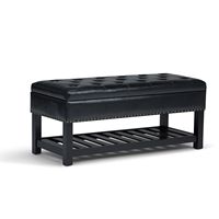 Simpli Home - Lomond Storage Ottoman Bench - Midnight Black - Large Front